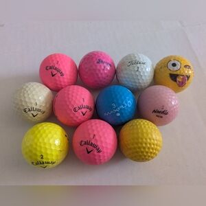 LOT OF 10 GOLF BALLS ~ CALLAWAY ~ TITLEIST ~ SMILE ~ NOODLE ~SRIXON ~MAXFLI.Neon